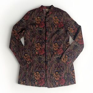 VTG Cold water Creek Womens Indie Bohemian Paisley long Jacket Size Large